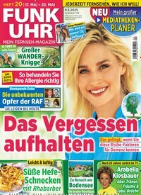 Titelbild der Ausgabe 20/2025 von Funk Uhr. Diese Zeitschrift und viele weitere Programmzeitschriften als Abo oder epaper bei United Kiosk online kaufen.