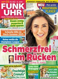 Titelbild der Ausgabe 22/2025 von Funk Uhr. Diese Zeitschrift und viele weitere Programmzeitschriften als Abo oder epaper bei United Kiosk online kaufen.