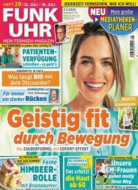 Titelbild der Ausgabe 28/2025 von Funk Uhr. Diese Zeitschrift und viele weitere Programmzeitschriften als Abo oder epaper bei United Kiosk online kaufen.
