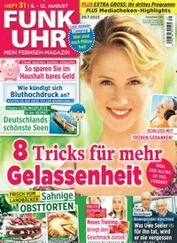 Titelbild der Ausgabe 31/2022 von Funk Uhr. Diese Zeitschrift und viele weitere Programmzeitschriften als Abo oder epaper bei United Kiosk online kaufen.