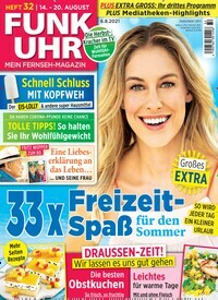 Titelbild der Ausgabe 32/2021 von Funk Uhr. Diese Zeitschrift und viele weitere Programmzeitschriften als Abo oder epaper bei United Kiosk online kaufen.