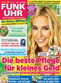 Titelbild der Ausgabe 34/2019 von Funk Uhr. Diese Zeitschrift und viele weitere Programmzeitschriften als Abo oder epaper bei United Kiosk online kaufen.