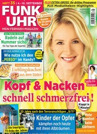 Titelbild der Ausgabe 35/2021 von Funk Uhr. Diese Zeitschrift und viele weitere Programmzeitschriften als Abo oder epaper bei United Kiosk online kaufen.