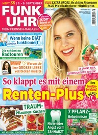 Titelbild der Ausgabe 35/2022 von Funk Uhr. Diese Zeitschrift und viele weitere Programmzeitschriften als Abo oder epaper bei United Kiosk online kaufen.