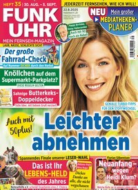 Titelbild der Ausgabe 35/2025 von Funk Uhr. Diese Zeitschrift und viele weitere Programmzeitschriften als Abo oder epaper bei United Kiosk online kaufen.