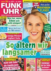 Titelbild der Ausgabe 36/2026 von Funk Uhr. Diese Zeitschrift und viele weitere Programmzeitschriften als Abo oder epaper bei United Kiosk online kaufen.