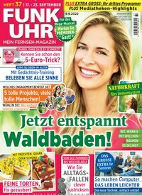 Titelbild der Ausgabe 37/2022 von Funk Uhr. Diese Zeitschrift und viele weitere Programmzeitschriften als Abo oder epaper bei United Kiosk online kaufen.