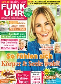 Titelbild der Ausgabe 38/2021 von Funk Uhr. Diese Zeitschrift und viele weitere Programmzeitschriften als Abo oder epaper bei United Kiosk online kaufen.