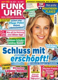 Titelbild der Ausgabe 40/2026 von Funk Uhr. Diese Zeitschrift und viele weitere Programmzeitschriften als Abo oder epaper bei United Kiosk online kaufen.