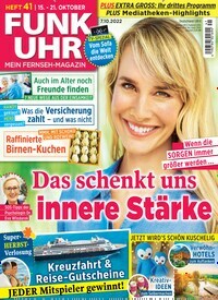 Titelbild der Ausgabe 41/2022 von Funk Uhr. Diese Zeitschrift und viele weitere Programmzeitschriften als Abo oder epaper bei United Kiosk online kaufen.