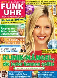 Titelbild der Ausgabe 42/2019 von Funk Uhr. Diese Zeitschrift und viele weitere Programmzeitschriften als Abo oder epaper bei United Kiosk online kaufen.