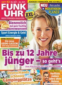 Titelbild der Ausgabe 42/2025 von Funk Uhr. Diese Zeitschrift und viele weitere Programmzeitschriften als Abo oder epaper bei United Kiosk online kaufen.
