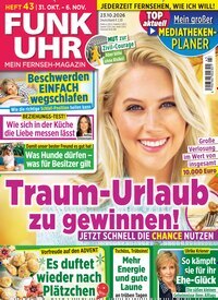 Titelbild der Ausgabe 43/2026 von Funk Uhr. Diese Zeitschrift und viele weitere Programmzeitschriften als Abo oder epaper bei United Kiosk online kaufen.