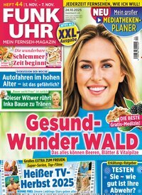 Titelbild der Ausgabe 44/2025 von Funk Uhr. Diese Zeitschrift und viele weitere Programmzeitschriften als Abo oder epaper bei United Kiosk online kaufen.