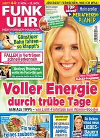 Titelbild der Ausgabe 44/2026 von Funk Uhr. Diese Zeitschrift und viele weitere Programmzeitschriften als Abo oder epaper bei United Kiosk online kaufen.