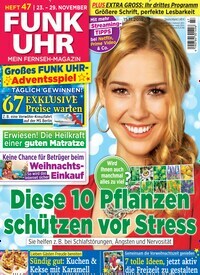 Titelbild der Ausgabe 47/2019 von Funk Uhr. Diese Zeitschrift und viele weitere Programmzeitschriften als Abo oder epaper bei United Kiosk online kaufen.