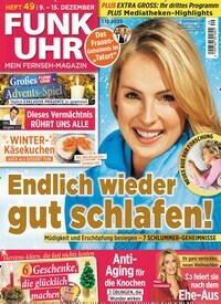 Titelbild der Ausgabe 49/2023 von Funk Uhr. Diese Zeitschrift und viele weitere Programmzeitschriften als Abo oder epaper bei United Kiosk online kaufen.
