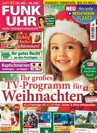 Titelbild der Ausgabe 51/2025 von Funk Uhr. Diese Zeitschrift und viele weitere Programmzeitschriften als Abo oder epaper bei United Kiosk online kaufen.