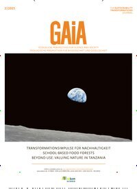 Titelbild der Ausgabe 2/2025 von GAIA. Diese Zeitschrift und viele weitere Naturzeitschriften, Landwirtschaftszeitungen und Umweltmagazine als Abo oder epaper bei United Kiosk online kaufen.