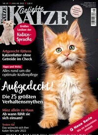 Titelbild der Ausgabe 1/2022 von Geliebte Katze. Diese Zeitschrift und viele weitere Elternzeitschriften und Tierzeitschriften als Abo oder epaper bei United Kiosk online kaufen.
