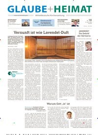 Titelbild der Ausgabe 18/2026 von Glaube + Heimat. Diese Zeitschrift und viele weitere Kunstmagazine und Kulturmagazine als Abo oder epaper bei United Kiosk online kaufen.