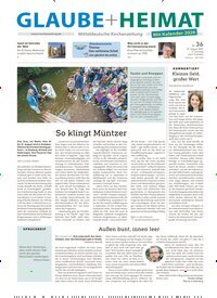 Titelbild der Ausgabe 36/2025 von Glaube + Heimat. Diese Zeitschrift und viele weitere Kunstmagazine und Kulturmagazine als Abo oder epaper bei United Kiosk online kaufen.
