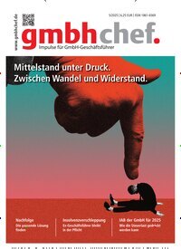 Titelbild der Ausgabe 5/2025 von gmbhchef. Diese Zeitschrift und viele weitere Businessmagazine als Abo oder epaper bei United Kiosk online kaufen.