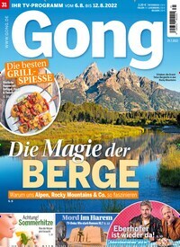 Titelbild der Ausgabe 31/2022 von Gong. Diese Zeitschrift und viele weitere Programmzeitschriften als Abo oder epaper bei United Kiosk online kaufen.