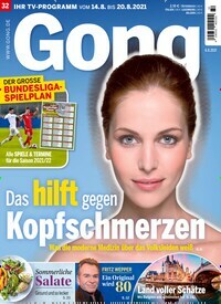 Titelbild der Ausgabe 32/2021 von Gong. Diese Zeitschrift und viele weitere Programmzeitschriften als Abo oder epaper bei United Kiosk online kaufen.