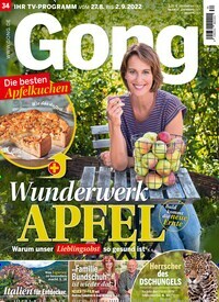 Titelbild der Ausgabe 34/2022 von Gong. Diese Zeitschrift und viele weitere Programmzeitschriften als Abo oder epaper bei United Kiosk online kaufen.
