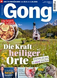 Titelbild der Ausgabe 38/2021 von Gong. Diese Zeitschrift und viele weitere Programmzeitschriften als Abo oder epaper bei United Kiosk online kaufen.