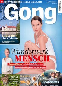 Titelbild der Ausgabe 38/2025 von Gong. Diese Zeitschrift und viele weitere Programmzeitschriften als Abo oder epaper bei United Kiosk online kaufen.