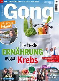 Titelbild der Ausgabe 39/2022 von Gong. Diese Zeitschrift und viele weitere Programmzeitschriften als Abo oder epaper bei United Kiosk online kaufen.