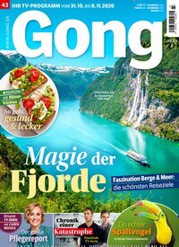 Titelbild der Ausgabe 43/2026 von Gong. Diese Zeitschrift und viele weitere Programmzeitschriften als Abo oder epaper bei United Kiosk online kaufen.
