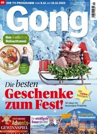 Titelbild der Ausgabe 49/2023 von Gong. Diese Zeitschrift und viele weitere Programmzeitschriften als Abo oder epaper bei United Kiosk online kaufen.