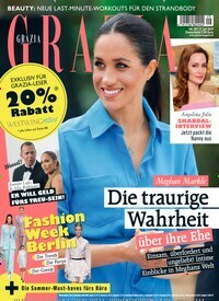 Titelbild der Ausgabe 29/2019 von Grazia. Diese Zeitschrift und viele weitere Lifestylemagazine und Peoplemagazine als Abo oder epaper bei United Kiosk online kaufen.