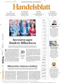 Titelbild der Ausgabe 204/2026 von Handelsblatt. Diese Zeitschrift und viele weitere Zeitungsabos als Abo oder epaper bei United Kiosk online kaufen.