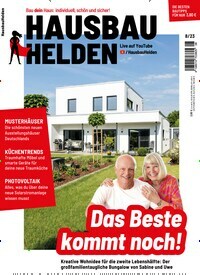 Titelbild der Ausgabe 8/2023 von HausbauHelden. Diese Zeitschrift und viele weitere Gartenzeitschriften und Wohnzeitschriften als Abo oder epaper bei United Kiosk online kaufen.
