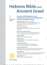 Titelbild der Ausgabe 1/2026 von Hebrew Bible and Ancient Israel (HeBAI). Diese Zeitschrift und viele weitere Kunstmagazine und Kulturmagazine als Abo oder epaper bei United Kiosk online kaufen.