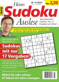 Titelbild der Ausgabe 3/2024 von Heines Sudoku Auslese. Diese Zeitschrift und viele weitere Groschenromane und Rätselhefte als Abo oder epaper bei United Kiosk online kaufen.