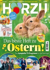 Titelbild der Ausgabe 13/2021 von HÖRZU. Diese Zeitschrift und viele weitere Programmzeitschriften als Abo oder epaper bei United Kiosk online kaufen.