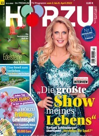 Titelbild der Ausgabe 13/2022 von HÖRZU. Diese Zeitschrift und viele weitere Programmzeitschriften als Abo oder epaper bei United Kiosk online kaufen.