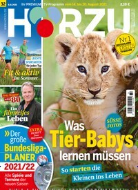 Titelbild der Ausgabe 32/2021 von HÖRZU. Diese Zeitschrift und viele weitere Programmzeitschriften als Abo oder epaper bei United Kiosk online kaufen.