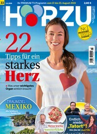 Titelbild der Ausgabe 33/2019 von HÖRZU. Diese Zeitschrift und viele weitere Programmzeitschriften als Abo oder epaper bei United Kiosk online kaufen.