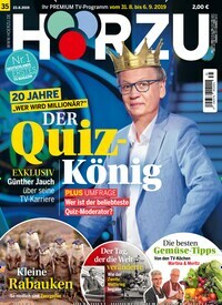 Titelbild der Ausgabe 35/2019 von HÖRZU. Diese Zeitschrift und viele weitere Programmzeitschriften als Abo oder epaper bei United Kiosk online kaufen.