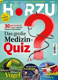 Titelbild der Ausgabe 39/2019 von HÖRZU. Diese Zeitschrift und viele weitere Programmzeitschriften als Abo oder epaper bei United Kiosk online kaufen.