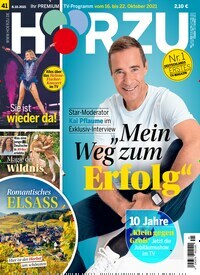Titelbild der Ausgabe 41/2021 von HÖRZU. Diese Zeitschrift und viele weitere Programmzeitschriften als Abo oder epaper bei United Kiosk online kaufen.