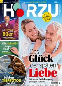 Titelbild der Ausgabe 43/2019 von HÖRZU. Diese Zeitschrift und viele weitere Programmzeitschriften als Abo oder epaper bei United Kiosk online kaufen.