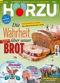 Titelbild der Ausgabe 43/2025 von HÖRZU. Diese Zeitschrift und viele weitere Programmzeitschriften als Abo oder epaper bei United Kiosk online kaufen.