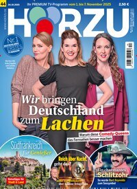 Titelbild der Ausgabe 44/2025 von HÖRZU. Diese Zeitschrift und viele weitere Programmzeitschriften als Abo oder epaper bei United Kiosk online kaufen.